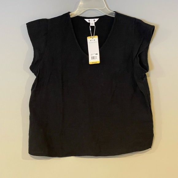 THREE dots NWT size M double gauze top color black - Picture 1 of 9